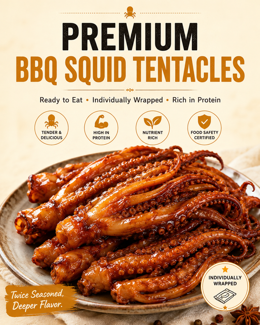 🐙 BBQ Roasted Whole Squid Snack –   Ready to Eat, Individually Wrapped-LAN