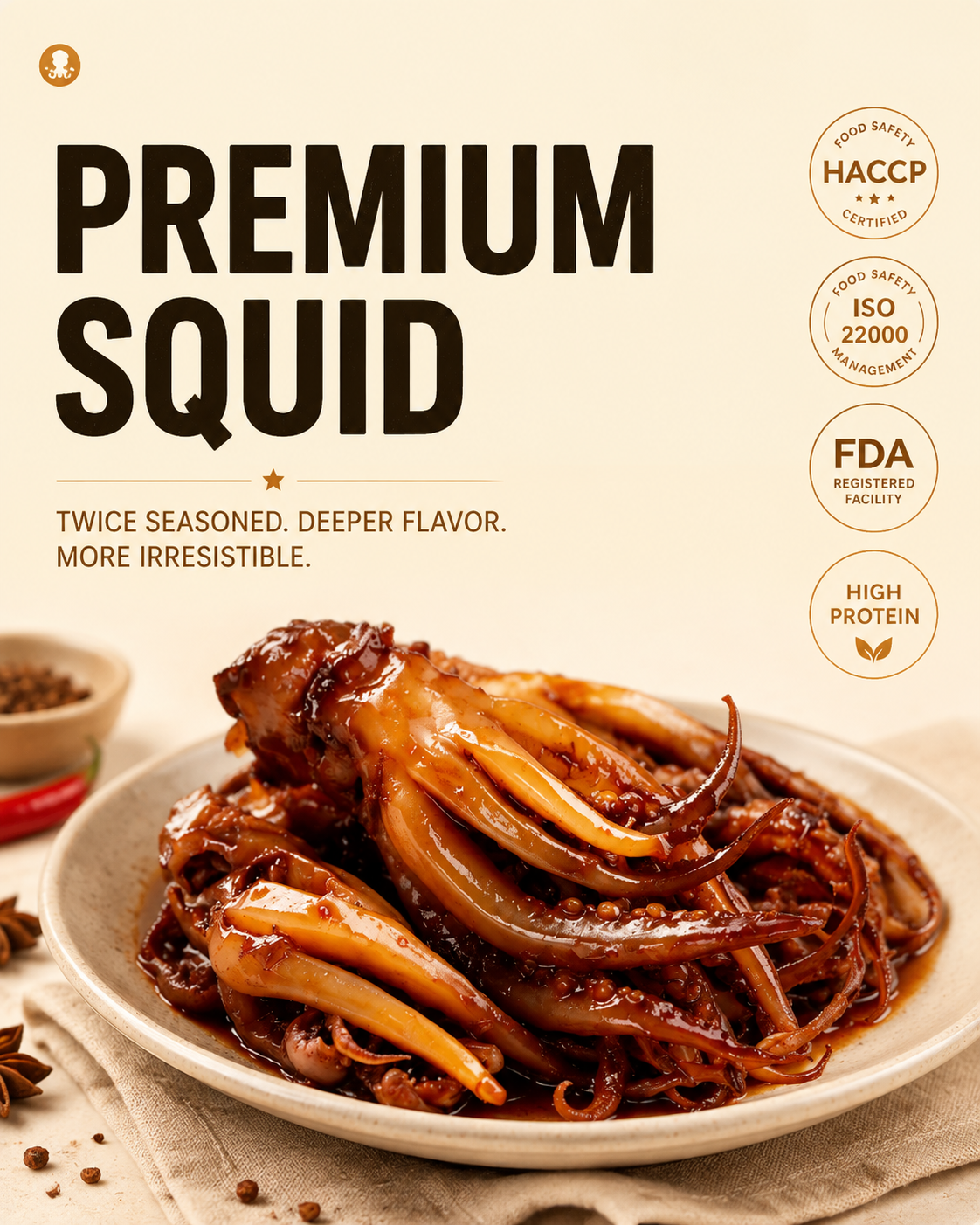🐙 BBQ Roasted Whole Squid Snack –   Ready to Eat, Individually Wrapped-LAN